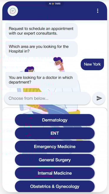 AI Chat bots Patient Booking Conversation